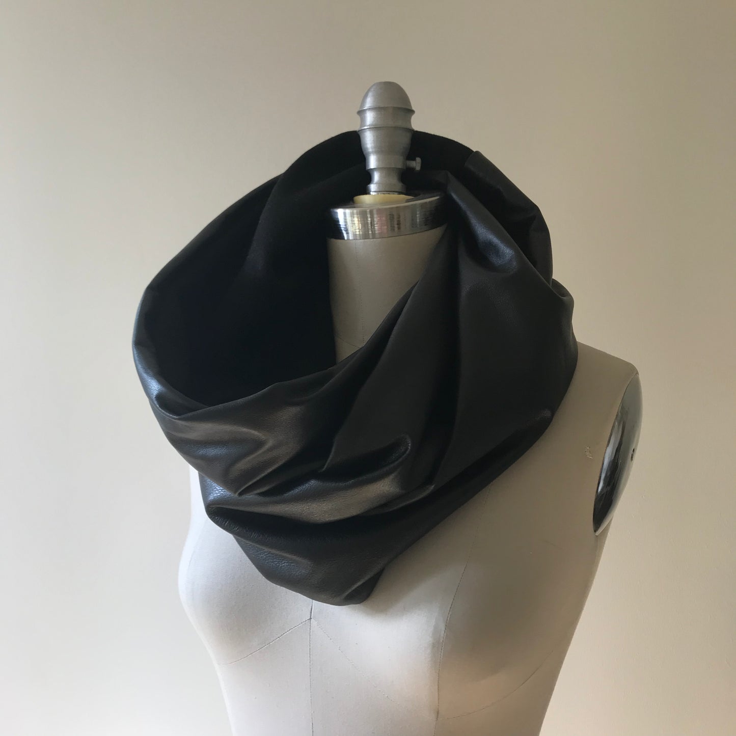 Large Black Leather Neck Cowl