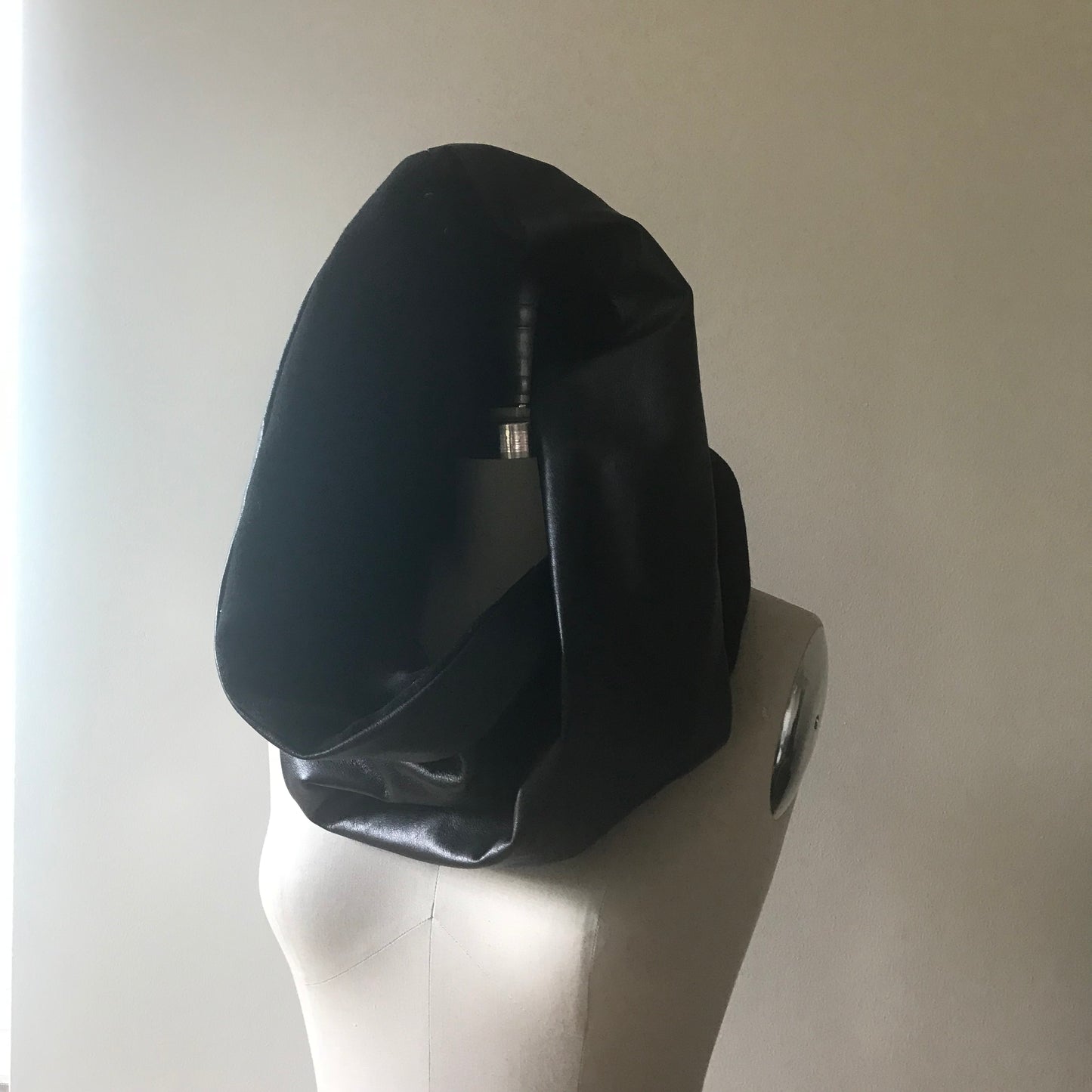 Large Black Leather Neck Cowl
